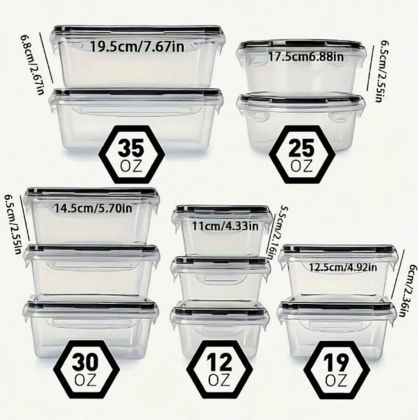 12 Pack Food Storage Containers With Airtight Lids, Meal Prep Containers, Lunch Office Meal For Freezer And Dishwasher.（food-grade PP）